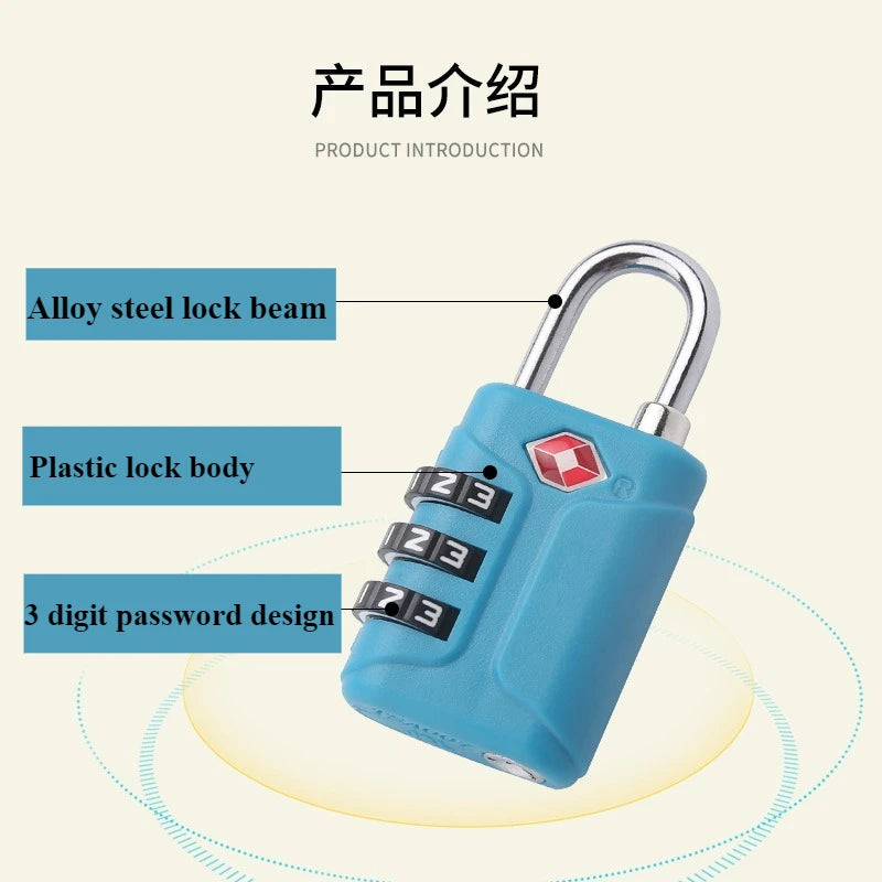 TSA 3 Digit Combination Lock New Anti-theft Security Tool Customs Password Lock Padlock Suitcase Luggage Coded Lock Travel
