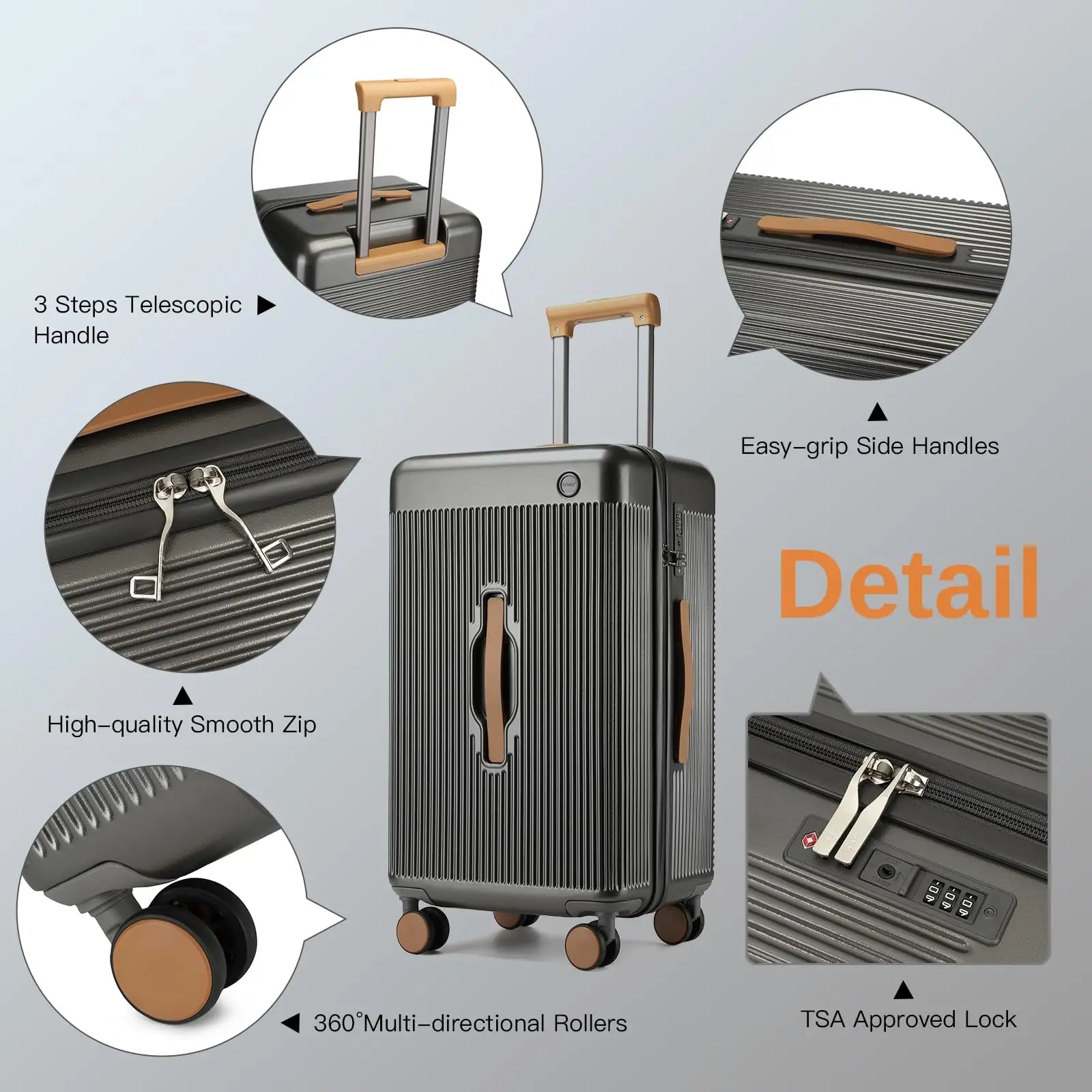 Kono 61 cm Hard Case Lightweight ABS + Polycarbonate Trolley with TSA Lock & 4 Spinning wheels hand luggage