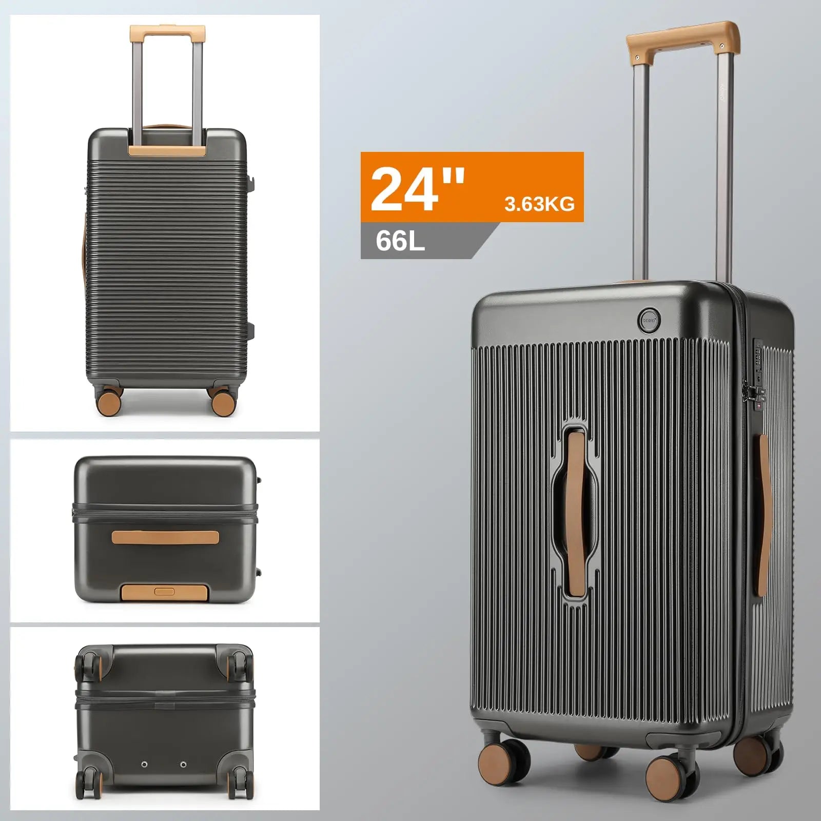 Kono 61 cm Hard Case Lightweight ABS + Polycarbonate Trolley with TSA Lock & 4 Spinning wheels hand luggage